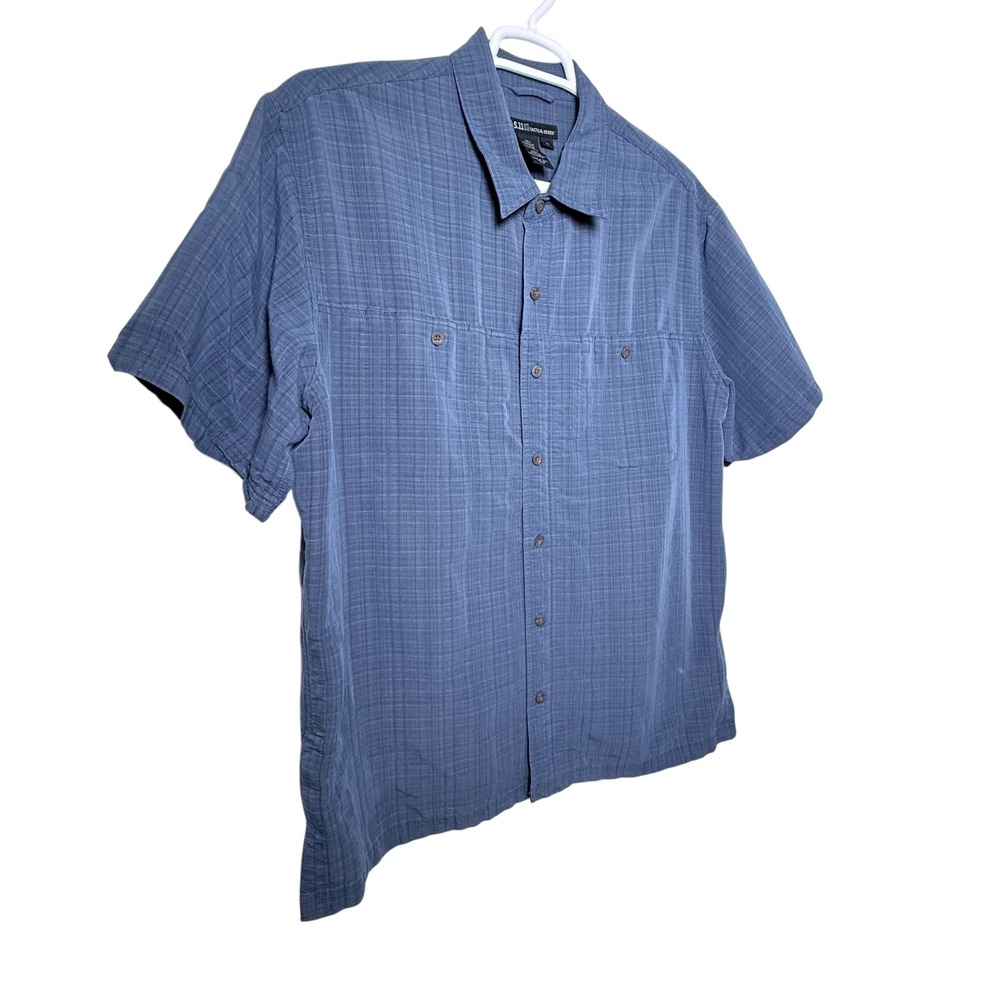 5.11 Tactical Blue Conceal Carry‎ Short Sleeve Button Shirt Mens XL Textured - Picture 3 of 9